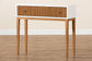 Odile Mid-Century Modern Two-Tone Natural Brown and White Bayur Wood 1-Drawer Console Table FredCo