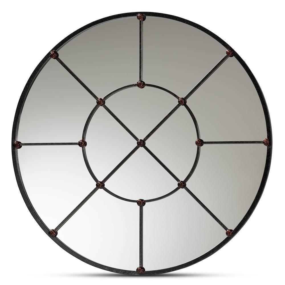 Ohara Modern and Contemporary Black Finished Metal Accent Wall Mirror FredCo