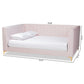Oksana Modern Contemporary Glam and Luxe Light Pink Velvet Fabric Upholstered and Gold Finished Full Size Daybed FredCo