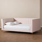 Oksana Modern Contemporary Glam and Luxe Light Pink Velvet Fabric Upholstered and Gold Finished Full Size Daybed FredCo