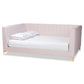 Oksana Modern Contemporary Glam and Luxe Light Pink Velvet Fabric Upholstered and Gold Finished Full Size Daybed FredCo