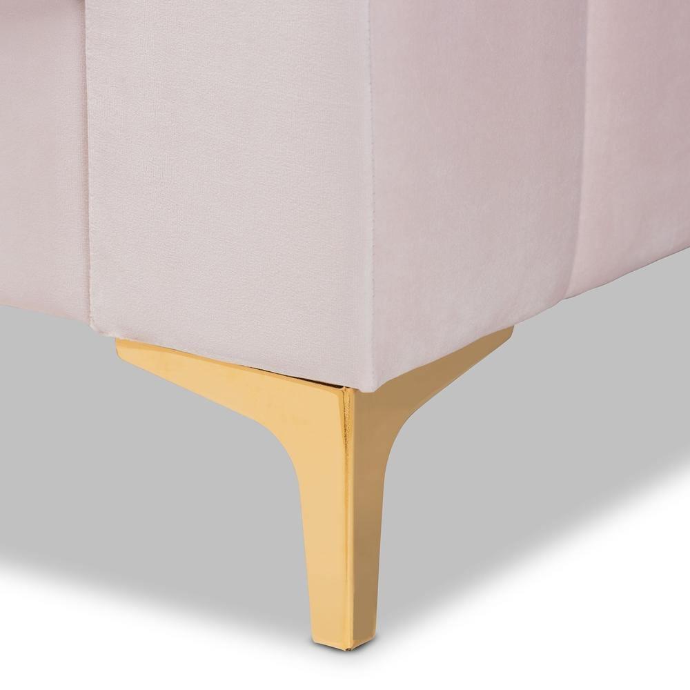 Oksana Modern Contemporary Glam and Luxe Light Pink Velvet Fabric Upholstered and Gold Finished Full Size Daybed FredCo