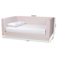 Oksana Modern Contemporary Glam and Luxe Light Pink Velvet Fabric Upholstered and Gold Finished Queen Size Daybed FredCo