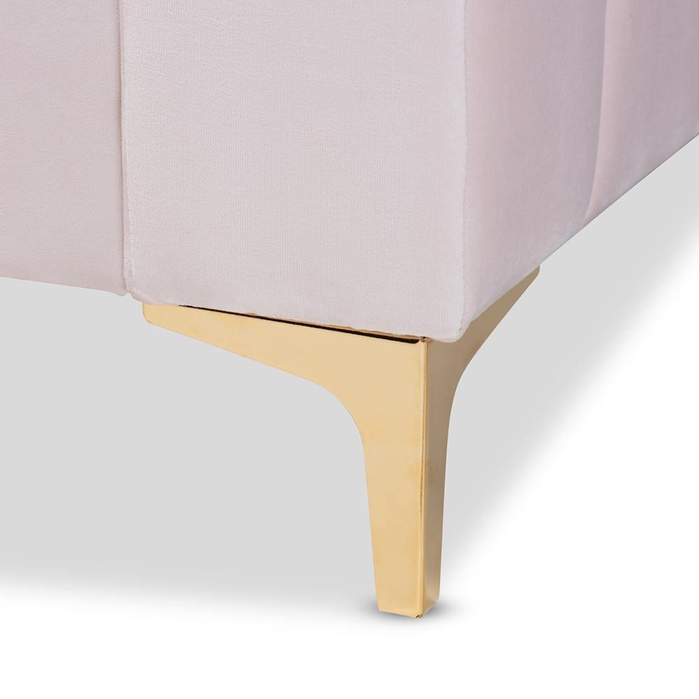 Oksana Modern Contemporary Glam and Luxe Light Pink Velvet Fabric Upholstered and Gold Finished Twin Size Daybed FredCo