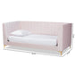 Oksana Modern Contemporary Glam and Luxe Light Pink Velvet Fabric Upholstered and Gold Finished Twin Size Daybed FredCo