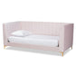 Oksana Modern Contemporary Glam and Luxe Light Pink Velvet Fabric Upholstered and Gold Finished Twin Size Daybed FredCo