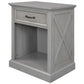 Old Paint Style Modern Wooden Nightstand Gray FredCo