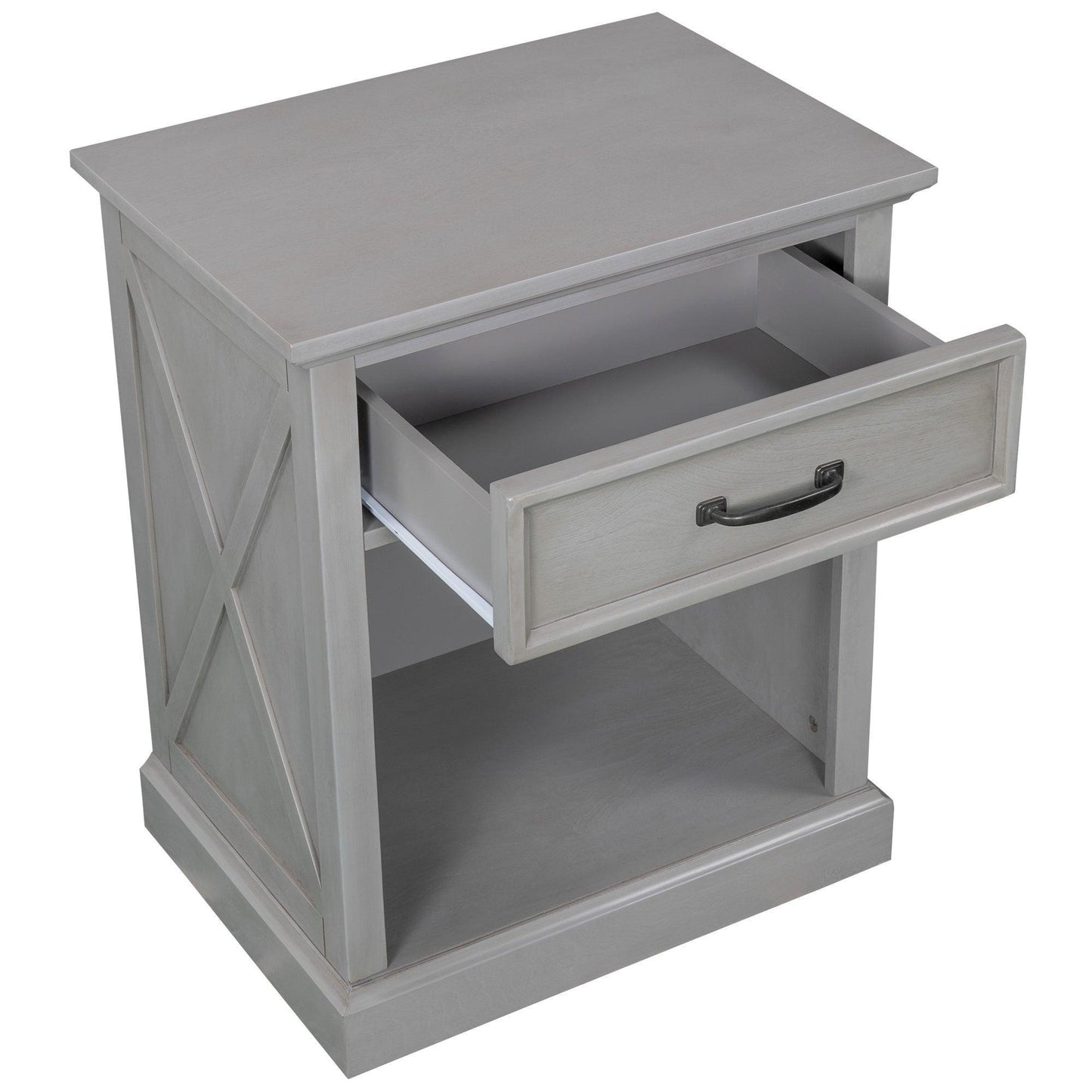 Old Paint Style Modern Wooden Nightstand Gray FredCo