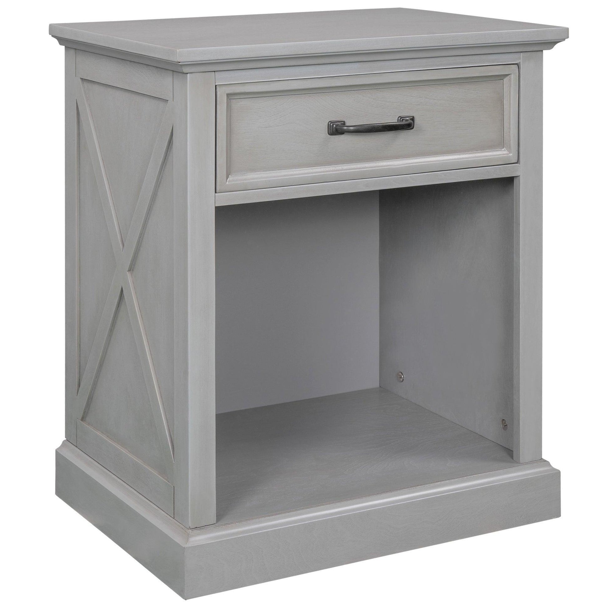 Old Paint Style Modern Wooden Nightstand Gray FredCo