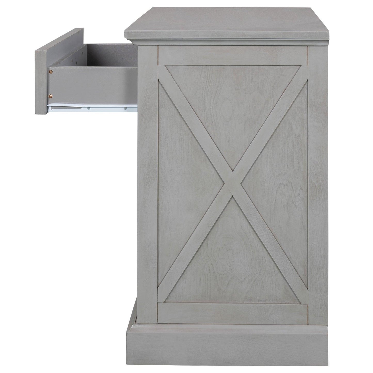 Old Paint Style Modern Wooden Nightstand Gray FredCo