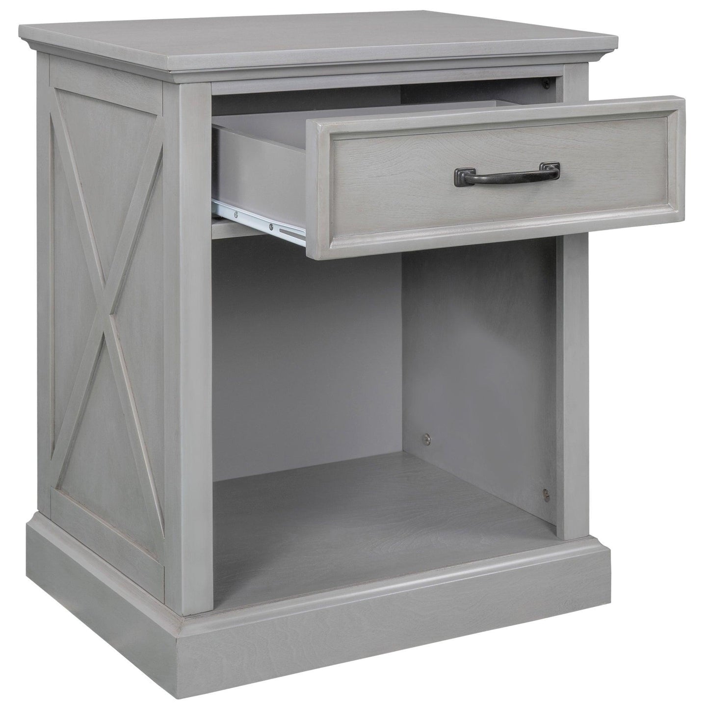 Old Paint Style Modern Wooden Nightstand Gray FredCo