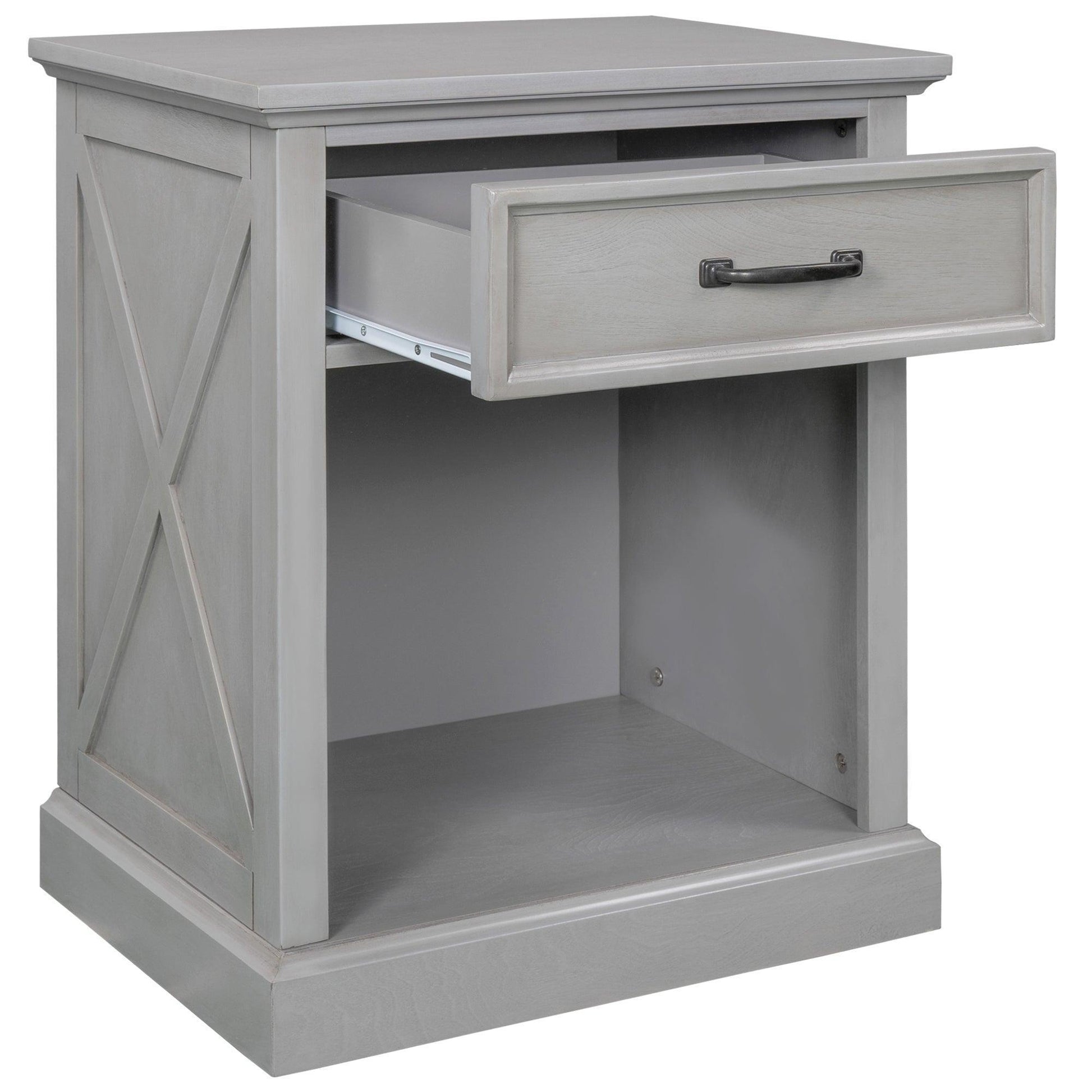 Old Paint Style Modern Wooden Nightstand Gray FredCo