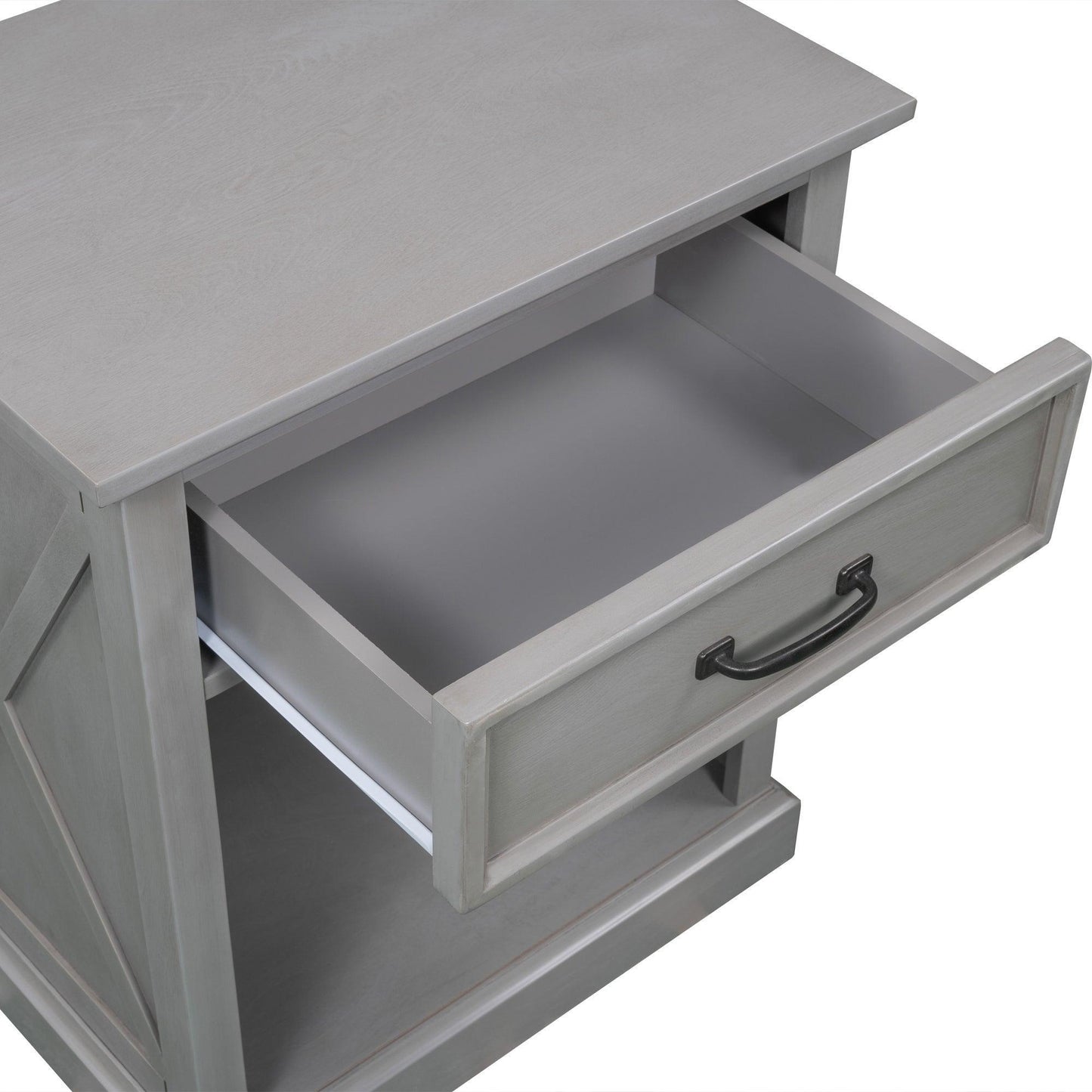 Old Paint Style Modern Wooden Nightstand Gray FredCo