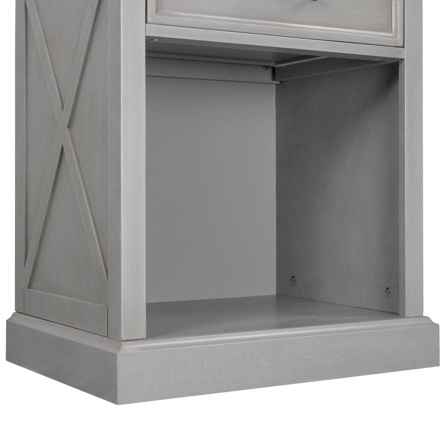 Old Paint Style Modern Wooden Nightstand Gray FredCo