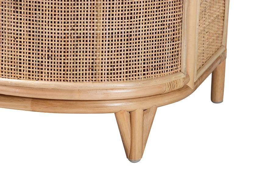 Oleta Modern Bohemian Natural Brown Rattan 2-Drawer Nightstand FredCo
