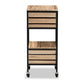 Olinda Modern Industrial Oak Brown Finished Wood and Black Metal 2-Drawer End Table FredCo