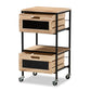 Olinda Modern Industrial Oak Brown Finished Wood and Black Metal 2-Drawer End Table FredCo