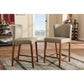 Olivia Mid-century Modern Scandinavian Style Dark Walnut Wood Grey Faux Leather Pub Stool FredCo