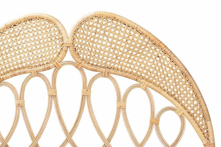 Onika Modern Bohemian Natural Brown Rattan Queen Size Standalone Headboard FredCo