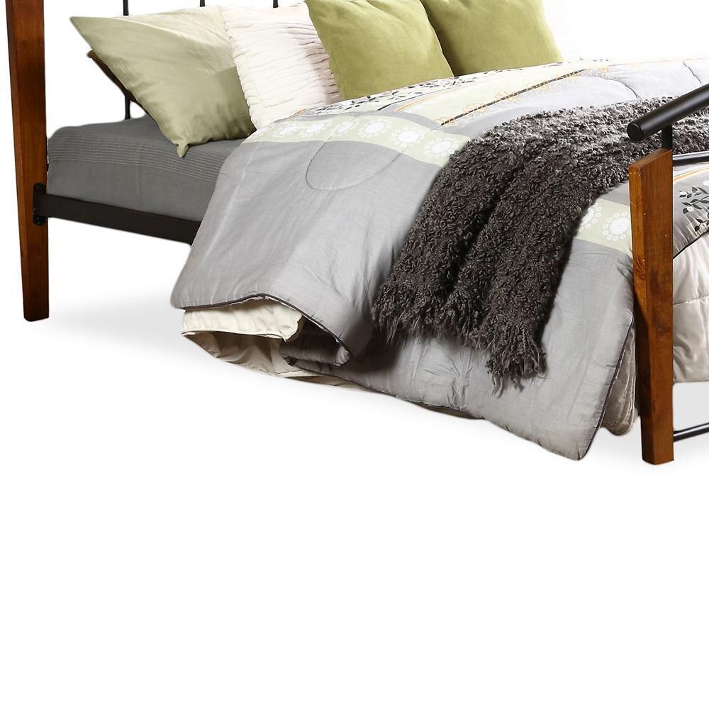 Optimus Modern and Contemporary Antique Dark Bronze Metal and Dark Walnut Wood Queen Size Platform Bed FredCo