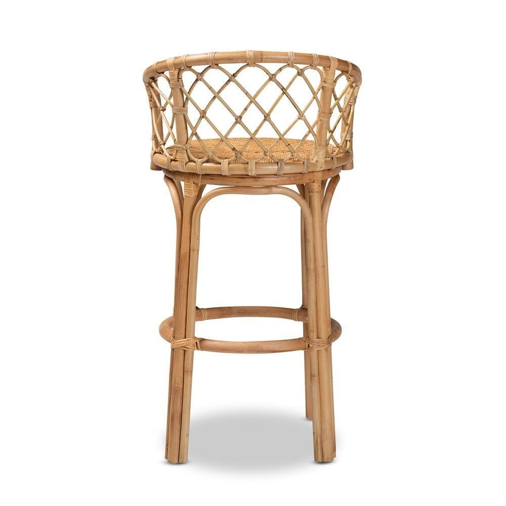 Orchard Modern Bohemian Natural Brown Rattan Bar Stool FredCo