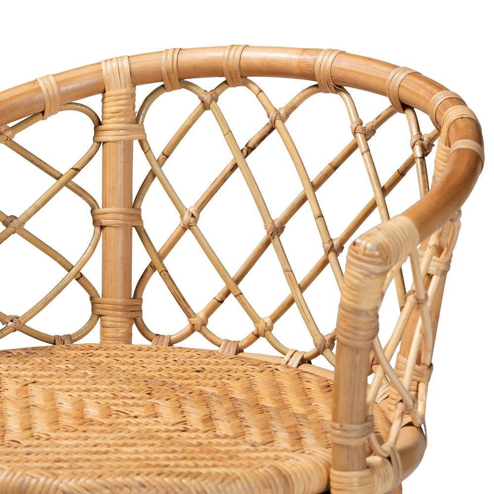 Orchard Modern Bohemian Natural Brown Rattan Bar Stool FredCo
