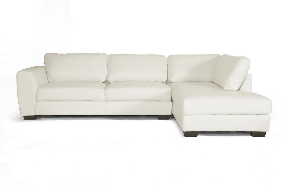 Orland White Leather Modern Sectional Sofa Set with Right Facing Chaise FredCo