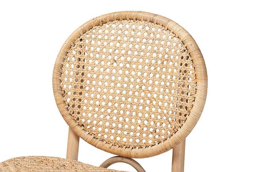 Osaka Modern Bohemian Natural Brown Rattan Dining Chair FredCo