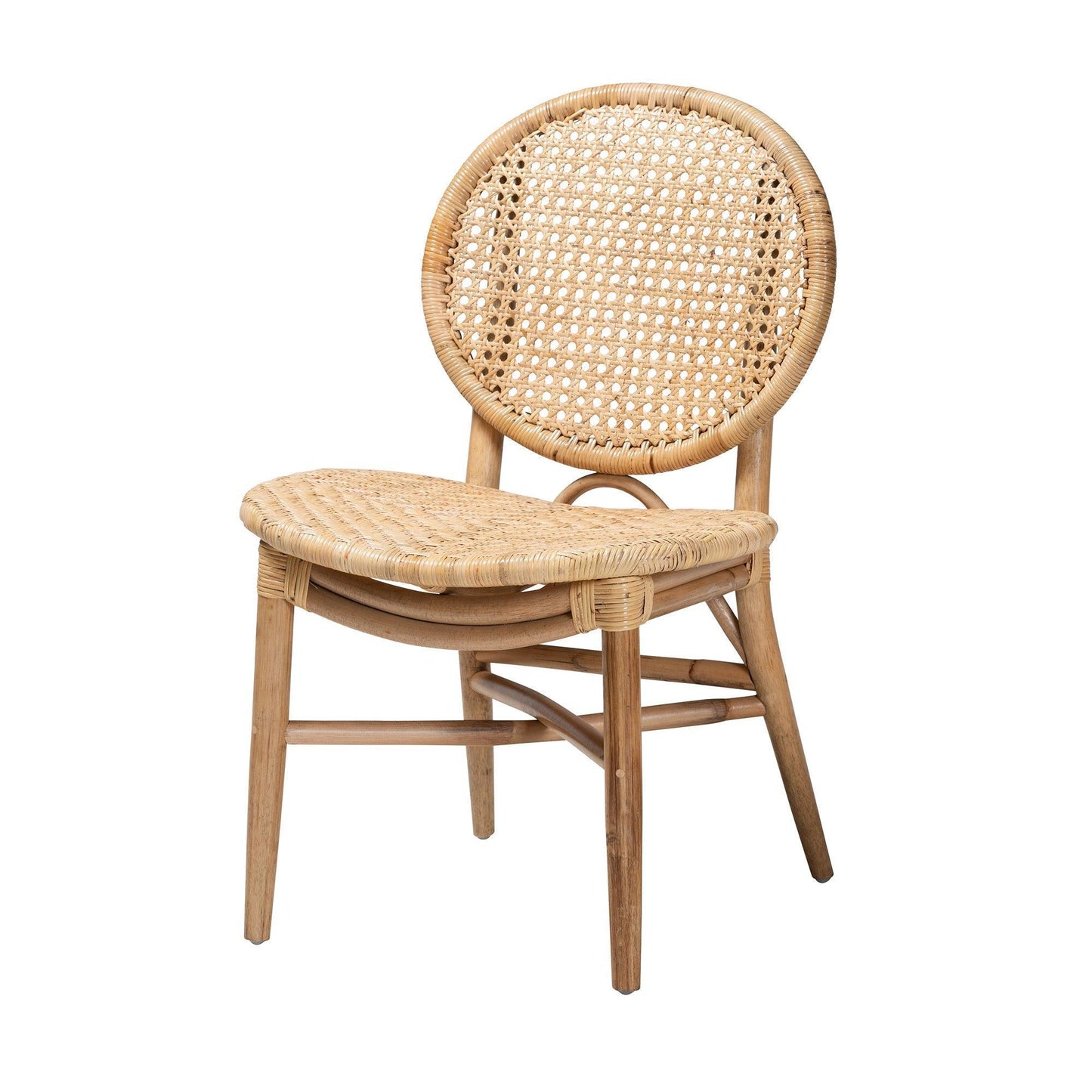 Osaka Modern Bohemian Natural Brown Rattan Dining Chair FredCo