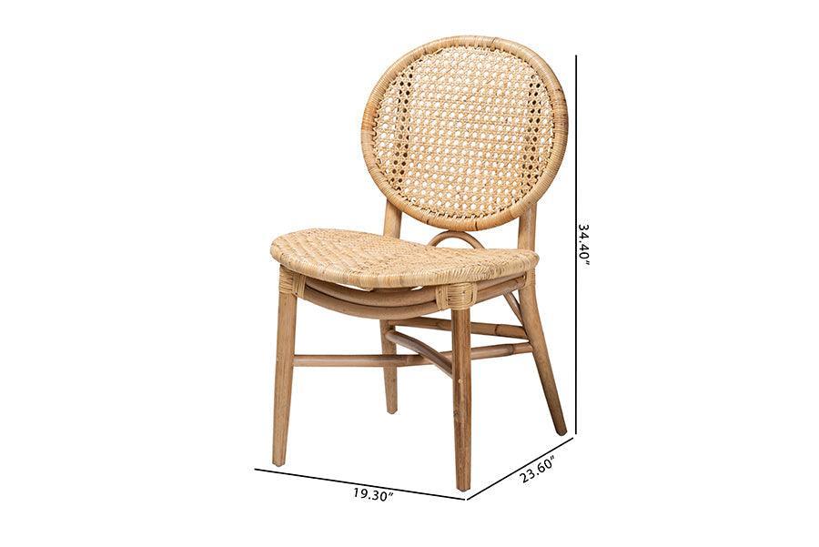 Osaka Modern Bohemian Natural Brown Rattan Dining Chair FredCo