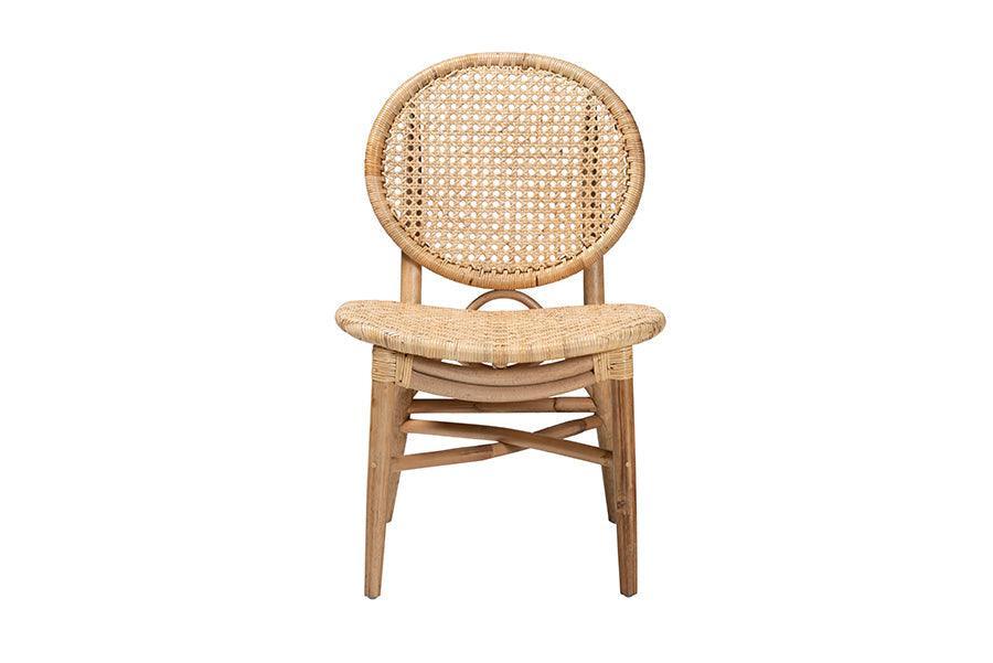 Osaka Modern Bohemian Natural Brown Rattan Dining Chair FredCo