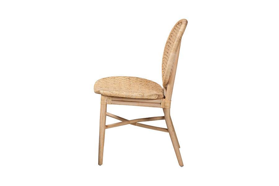 Osaka Modern Bohemian Natural Brown Rattan Dining Chair FredCo