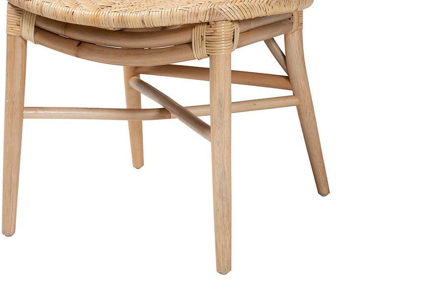 Osaka Modern Bohemian Natural Brown Rattan Dining Chair FredCo