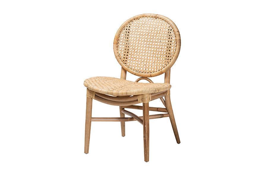 Osaka Modern Bohemian Natural Brown Rattan Dining Chair FredCo