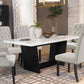 Osborne Trestle Base Marble Top Dining Table Espresso and White 115511 Coaster FredCo