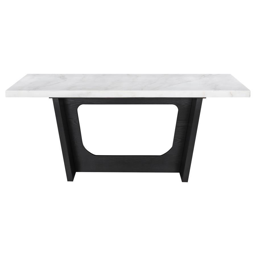 Osborne Trestle Base Marble Top Dining Table Espresso and White 115511 Coaster FredCo
