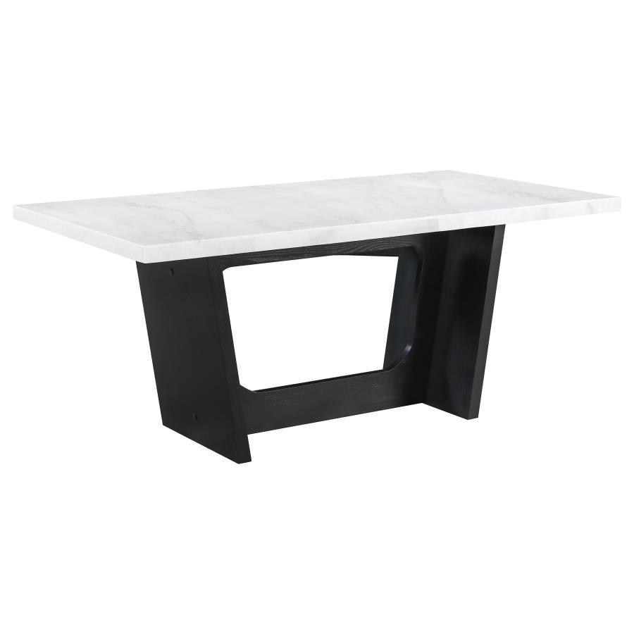 Osborne Trestle Base Marble Top Dining Table Espresso and White 115511 Coaster FredCo