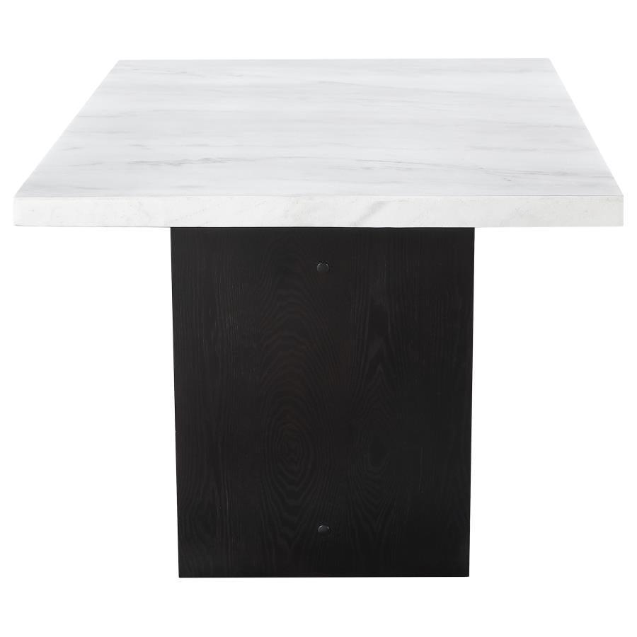 Osborne Trestle Base Marble Top Dining Table Espresso and White 115511 Coaster FredCo