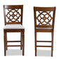 Oscar Modern and Contemporary Grey Fabric Upholstered and Walnut Brown Finished Wood 2-Piece Counter Height Pub Chair Set FredCo