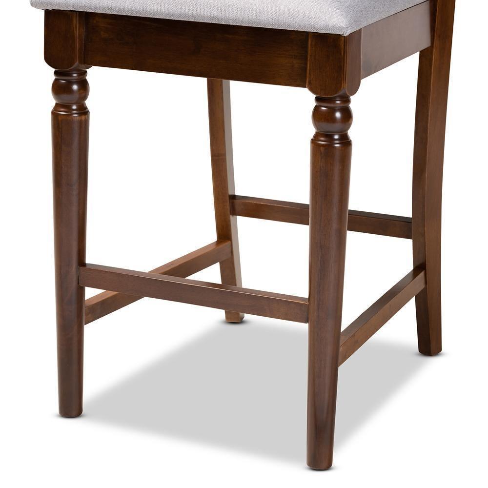 Oscar Modern and Contemporary Grey Fabric Upholstered and Walnut Brown Finished Wood 2-Piece Counter Height Pub Chair Set FredCo