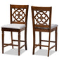 Oscar Modern and Contemporary Grey Fabric Upholstered and Walnut Brown Finished Wood 2-Piece Counter Height Pub Chair Set FredCo