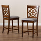 Oscar Modern and Contemporary Grey Fabric Upholstered and Walnut Brown Finished Wood 2-Piece Counter Height Pub Chair Set FredCo