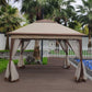Outdoor 11x 11Ft Pop Up Gazebo Canopy With Removable Zipper Netting,2-Tier Soft Top Event Tent,Suitable For Patio Backyard Garden Camping Area,Coffee FredCo
