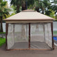 Outdoor 11x 11Ft Pop Up Gazebo Canopy With Removable Zipper Netting,2-Tier Soft Top Event Tent,Suitable For Patio Backyard Garden Camping Area,Coffee FredCo