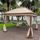 Outdoor 11x 11Ft Pop Up Gazebo Canopy With Removable Zipper Netting,2-Tier Soft Top Event Tent,Suitable For Patio Backyard Garden Camping Area,Coffee FredCo