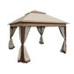 Outdoor 11x 11Ft Pop Up Gazebo Canopy With Removable Zipper Netting,2-Tier Soft Top Event Tent,Suitable For Patio Backyard Garden Camping Area,Coffee FredCo
