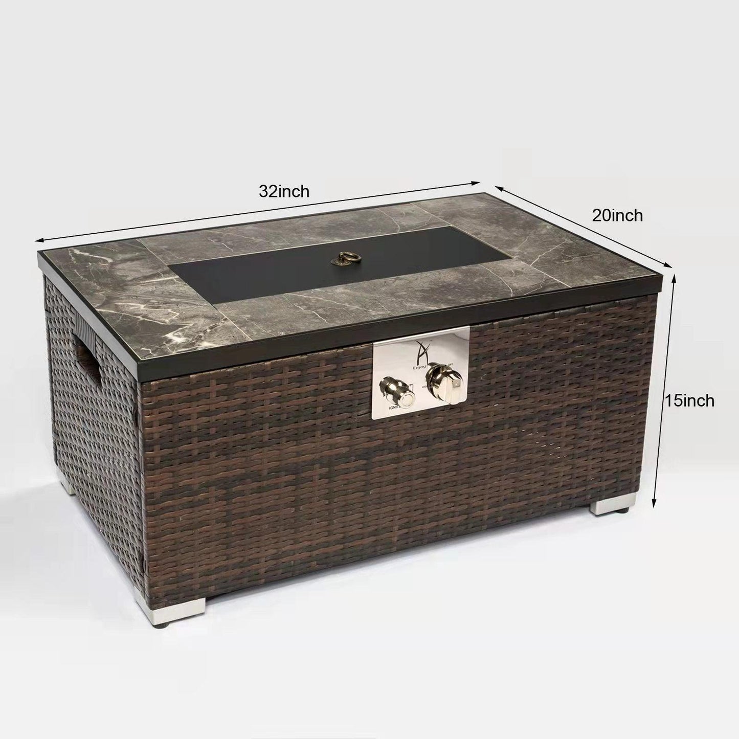 Outdoor Fire Table Propane Fire Pit Rattan gas fire table, gas fire table with tile tabletop FredCo