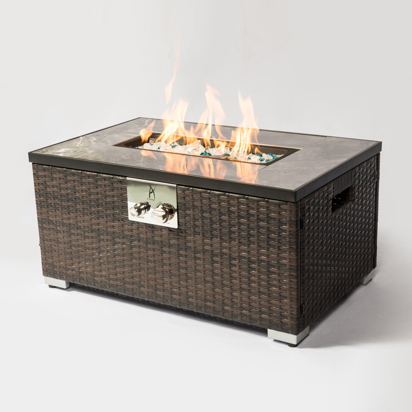 Outdoor Fire Table Propane Fire Pit Rattan gas fire table, gas fire table with tile tabletop FredCo