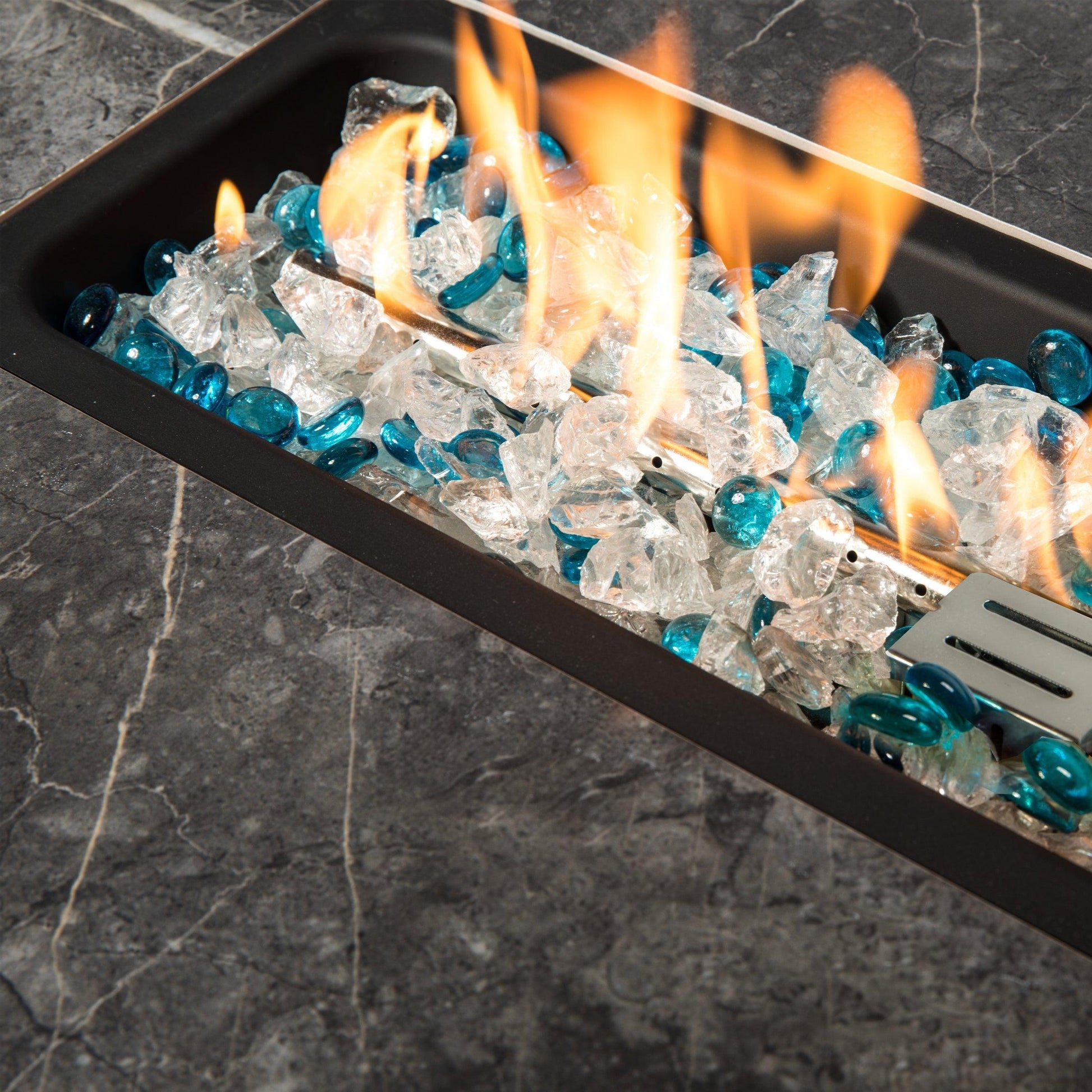 Outdoor Fire Table Propane Fire Pit Rattan gas fire table, gas fire table with tile tabletop FredCo