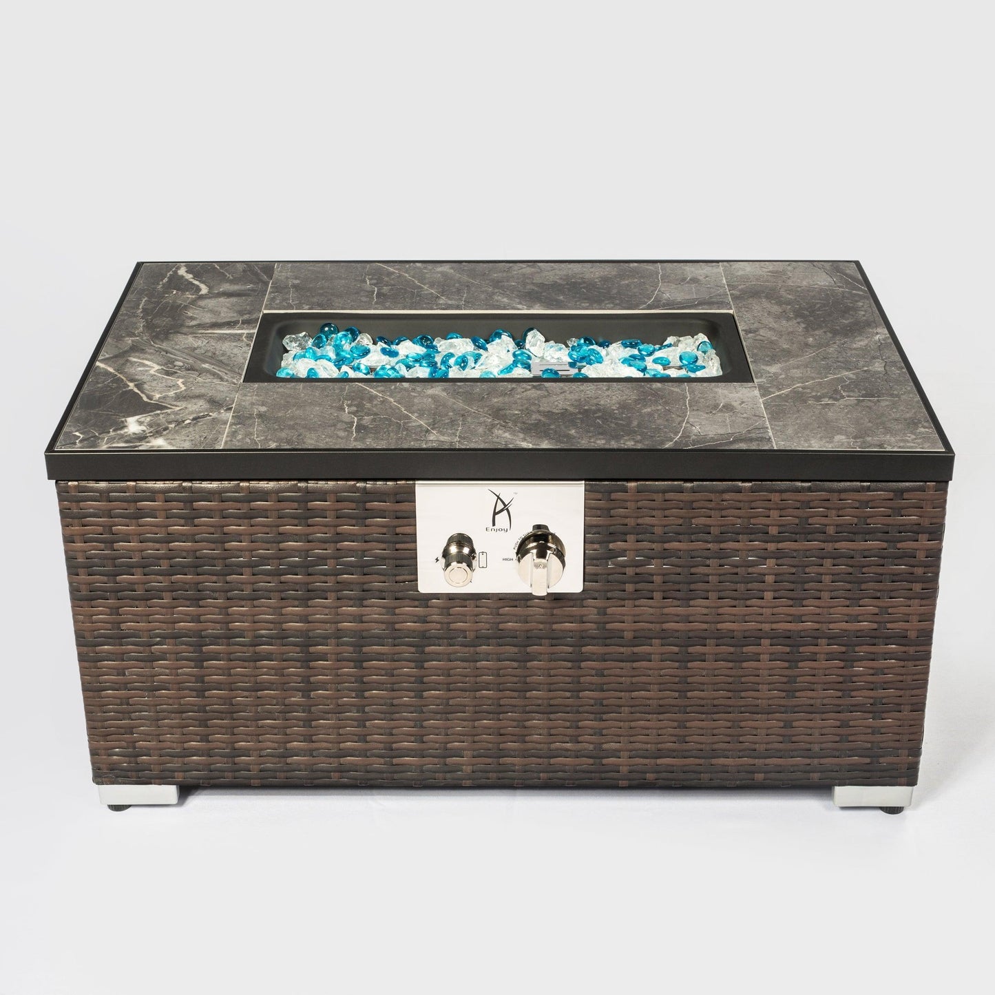 Outdoor Fire Table Propane Fire Pit Rattan gas fire table, gas fire table with tile tabletop FredCo